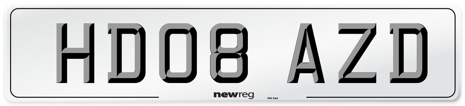 HD08 AZD Number Plate from New Reg